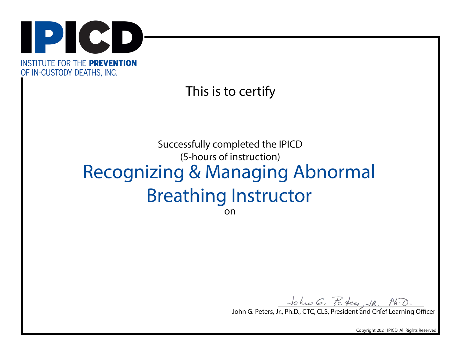IPICD Recognizing and Managing Abnormal Breathing Instructor